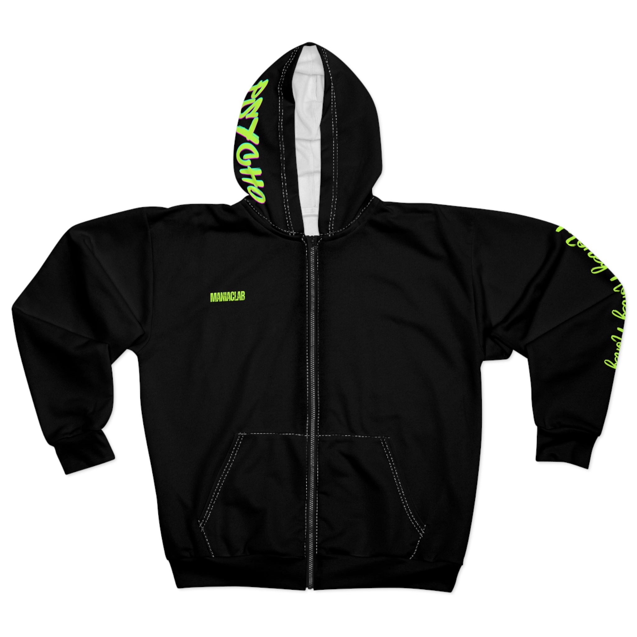 Psycho Ripped Zip Hoodie - Black
